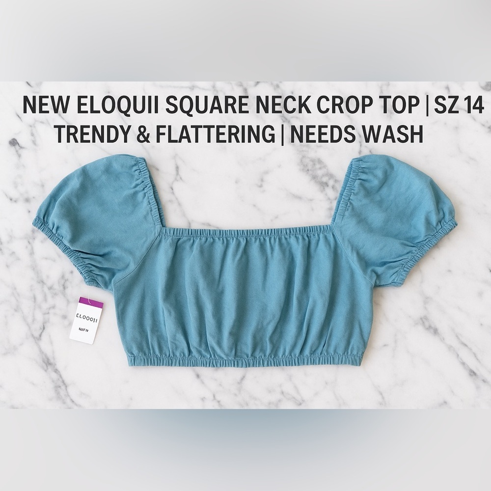 NWT New Eloquii Square Neck Crop Top | Sz 14 |Trendy & Flattering | needs wash